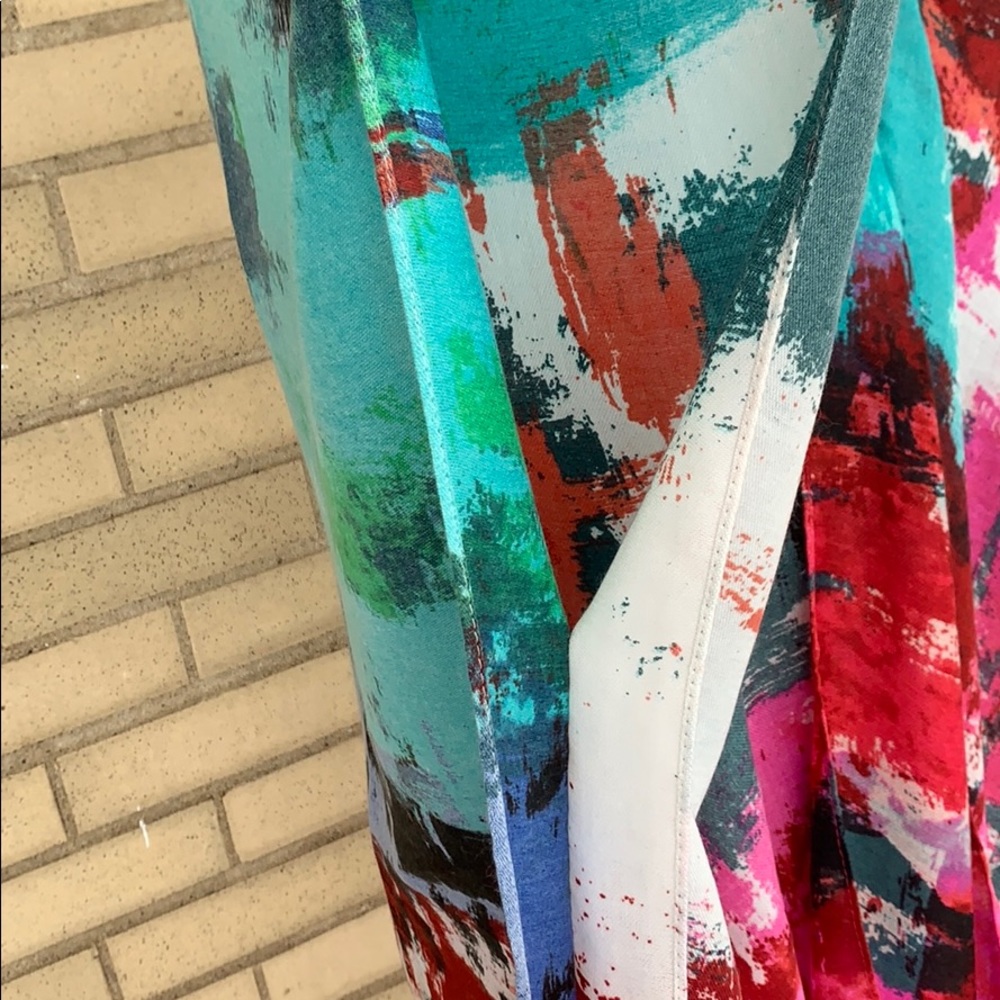 MULTI DISTRESSED PAINT STYLE WIDE SLEEVE KIMONO - Picture 7 of 8
